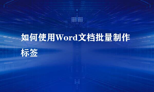 如何使用Word文档批量制作标签
