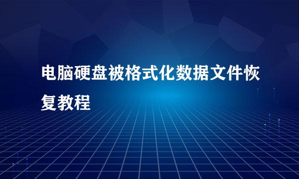 电脑硬盘被格式化数据文件恢复教程