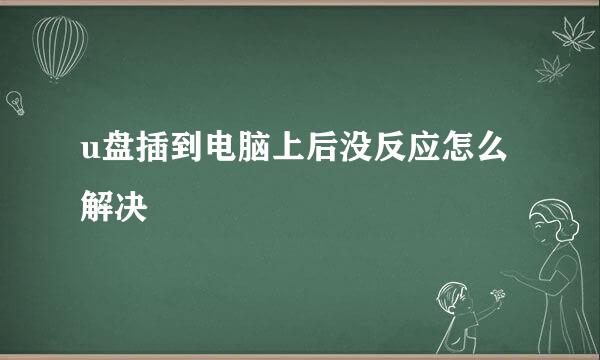 u盘插到电脑上后没反应怎么解决