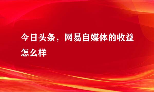 今日头条，网易自媒体的收益怎么样