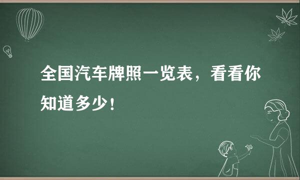 全国汽车牌照一览表,看看你知道多少!