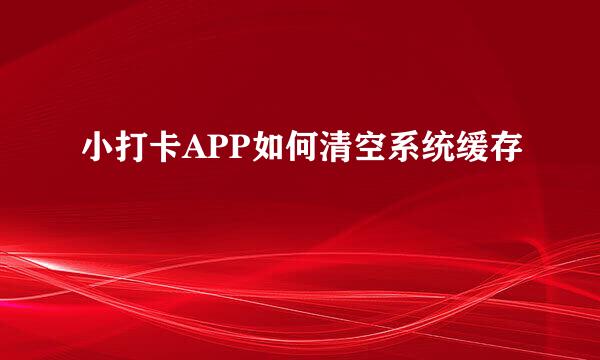 小打卡APP如何清空系统缓存