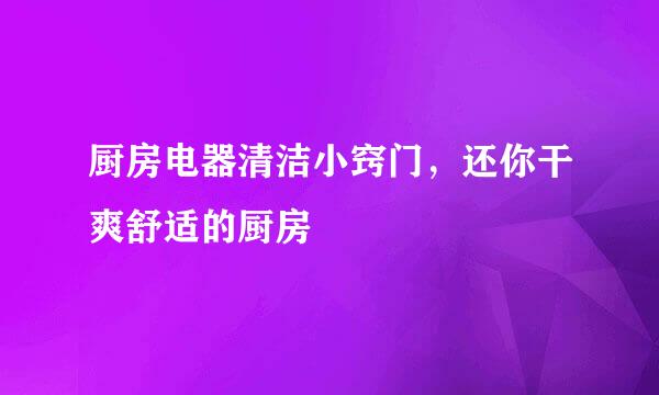 厨房电器清洁小窍门，还你干爽舒适的厨房