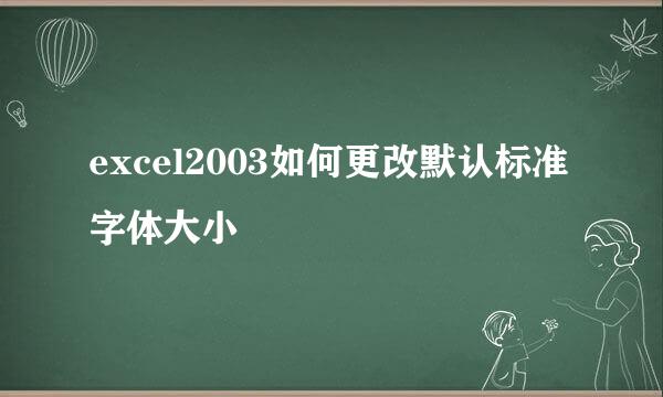 excel2003如何更改默认标准字体大小
