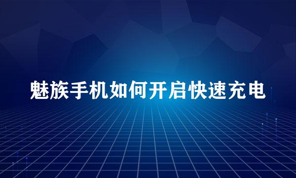 魅族手机如何开启快速充电