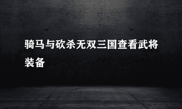 骑马与砍杀无双三国查看武将装备