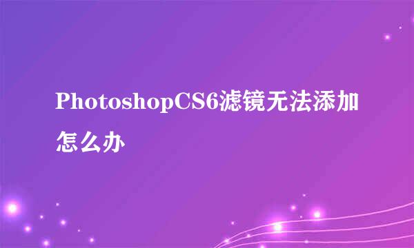 PhotoshopCS6滤镜无法添加怎么办