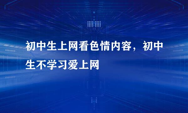 初中生上网看色情内容，初中生不学习爱上网
