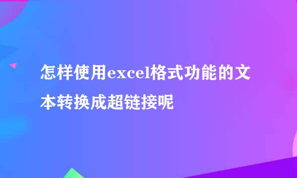 怎样使用excel格式功能的文本转换成超链接呢