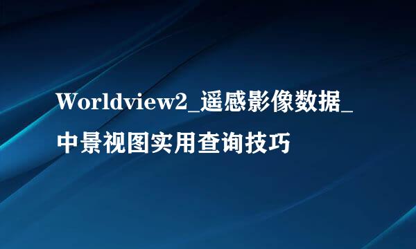 Worldview2_遥感影像数据_中景视图实用查询技巧