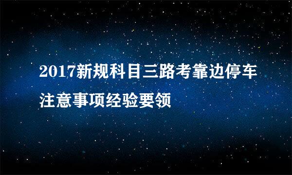 2017新规科目三路考靠边停车注意事项经验要领