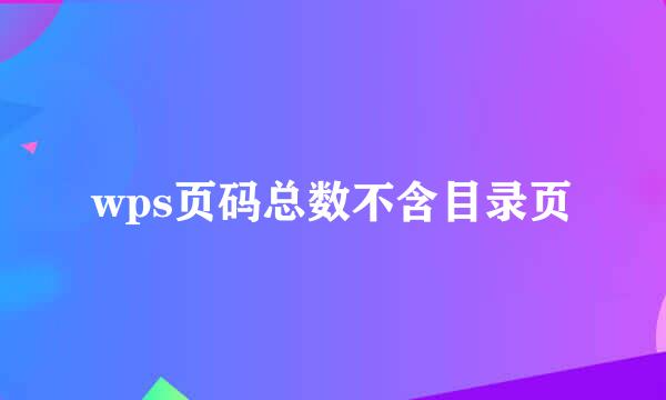 wps页码总数不含目录页