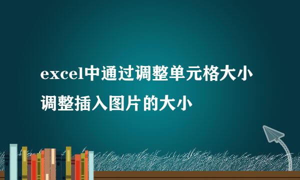 excel中通过调整单元格大小调整插入图片的大小