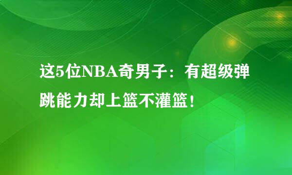 这5位NBA奇男子：有超级弹跳能力却上篮不灌篮！