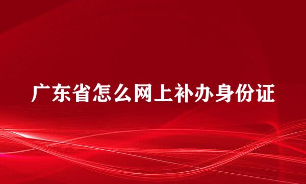 广东省怎么网上补办身份证
