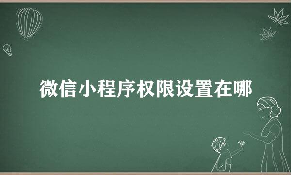 微信小程序权限设置在哪
