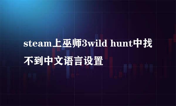 steam上巫师3wild hunt中找不到中文语言设置
