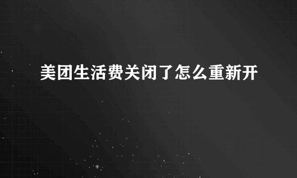 美团生活费关闭了怎么重新开