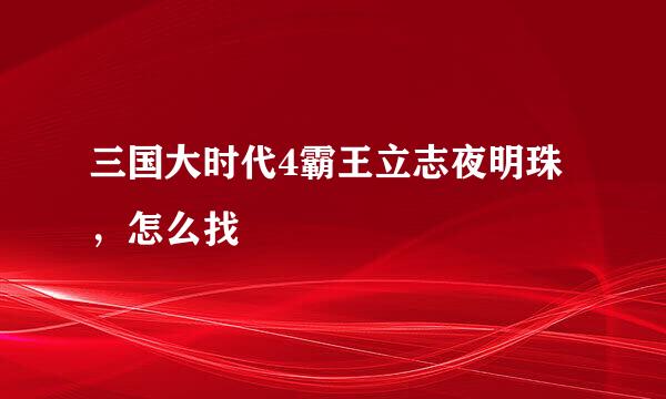 三国大时代4霸王立志夜明珠，怎么找
