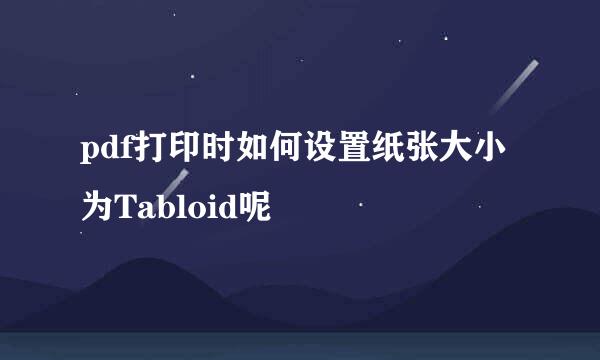 pdf打印时如何设置纸张大小为Tabloid呢
