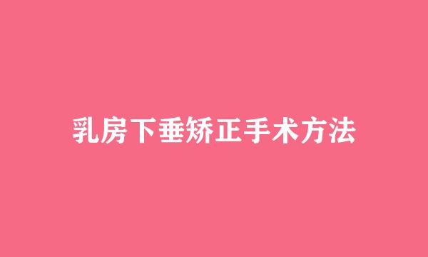 乳房下垂矫正手术方法