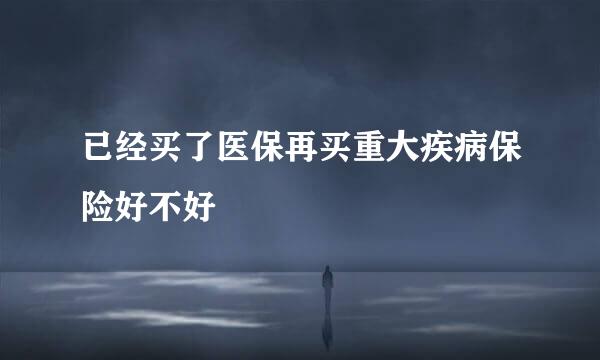 已经买了医保再买重大疾病保险好不好