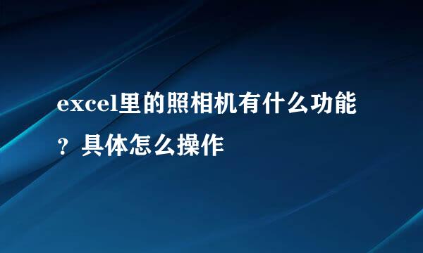 excel里的照相机有什么功能？具体怎么操作