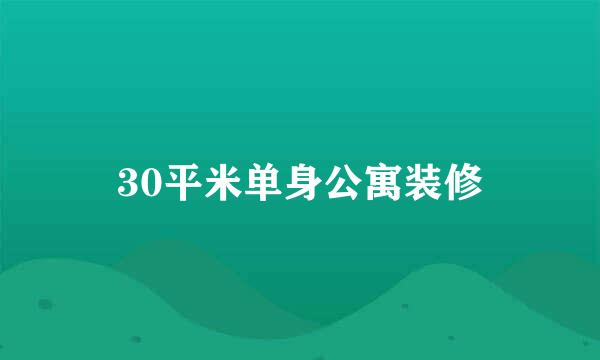 30平米单身公寓装修