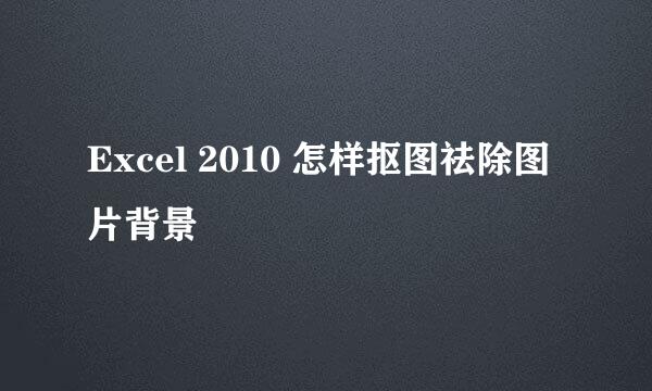 Excel 2010 怎样抠图祛除图片背景
