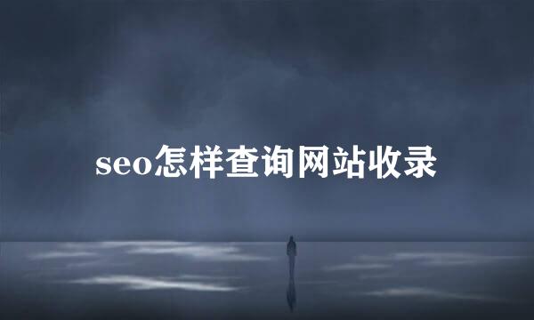 seo怎样查询网站收录