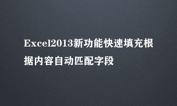 Excel2013新功能快速填充根据内容自动匹配字段