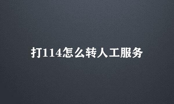 打114怎么转人工服务