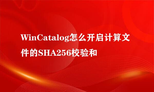 WinCatalog怎么开启计算文件的SHA256校验和