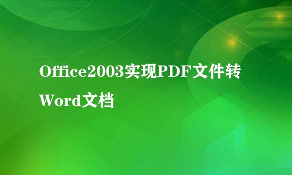 Office2003实现PDF文件转Word文档