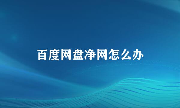 百度网盘净网怎么办