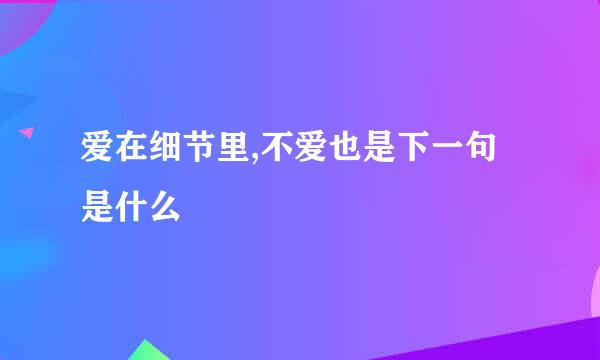 爱在细节里,不爱也是下一句是什么