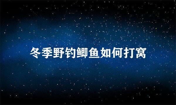 冬季野钓鲫鱼如何打窝
