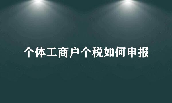 个体工商户个税如何申报