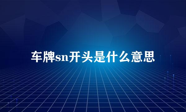 车牌sn开头是什么意思