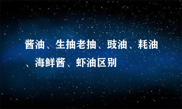 酱油、生抽老抽、豉油、耗油、海鲜酱、虾油区别