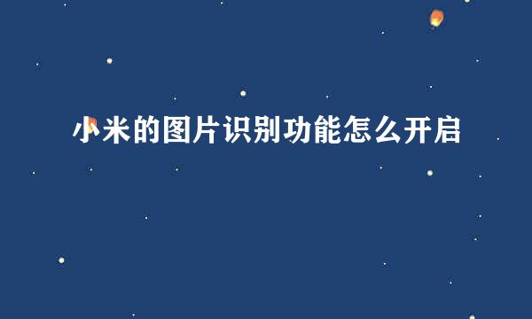 小米的图片识别功能怎么开启