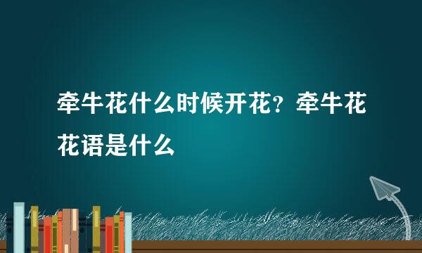 牵牛花什么时候开花？牵牛花花语是什么