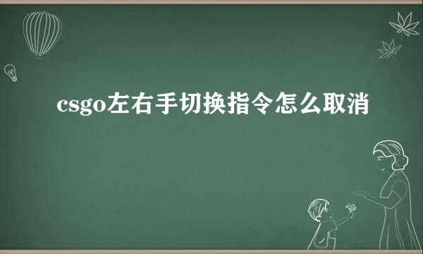 csgo左右手切换指令怎么取消