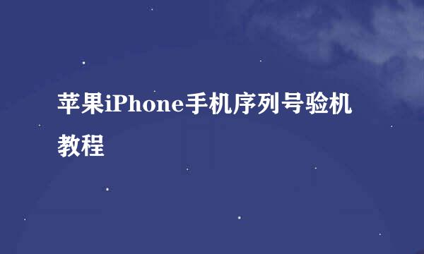 苹果iPhone手机序列号验机教程