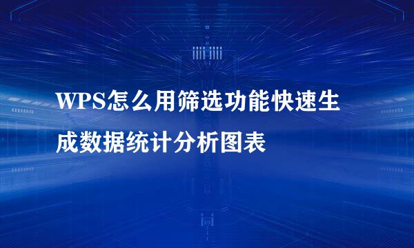 WPS怎么用筛选功能快速生成数据统计分析图表