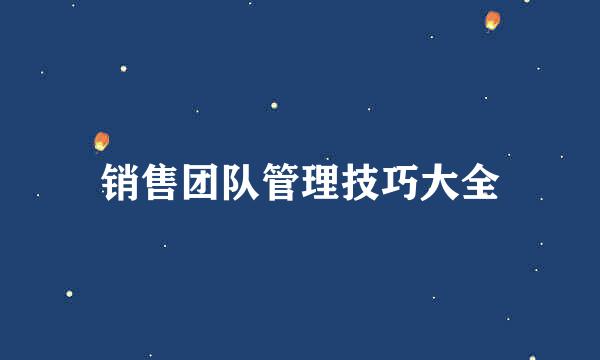 销售团队管理技巧大全