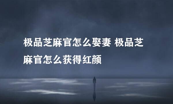 极品芝麻官怎么娶妻 极品芝麻官怎么获得红颜
