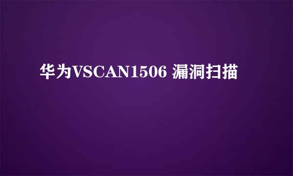 华为VSCAN1506 漏洞扫描