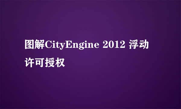 图解CityEngine 2012 浮动许可授权