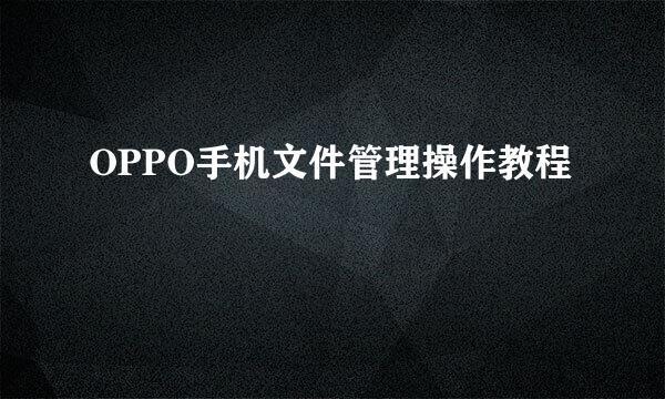 OPPO手机文件管理操作教程